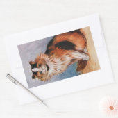 ヴィンテージキャットショーカリコイラストレーションバイルイワーイン 長方形シール (封筒)