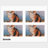 ヴィンテージキャットショーカリコイラストレーションバイルイワーイン 長方形シール (シート)