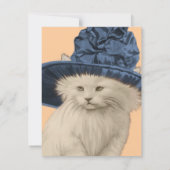 ヴィンテージキャットティーパーティの招待状ヴィンテージブルーハット 招待状 (裏面)