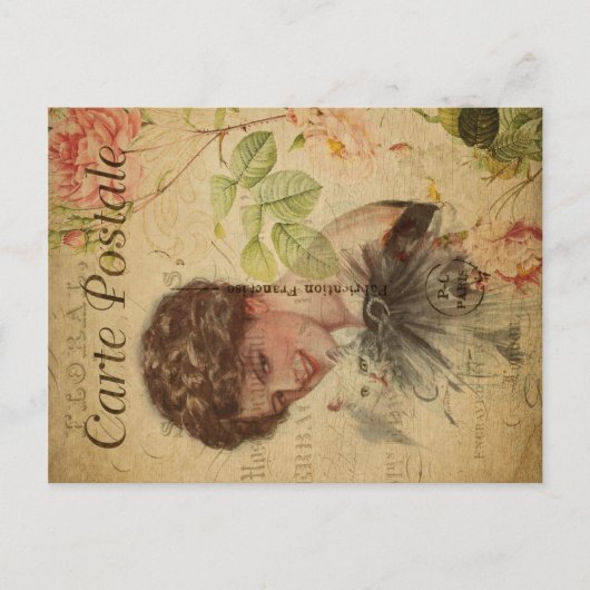 ヴィンテージキャットテーマ |カルテポストエール |キャットレディ ポストカード (正面)