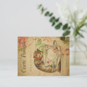 ヴィンテージキャットテーマ |カルテポストエール |ネコとティーカップ ポストカード (スタンド正面)