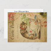 ヴィンテージキャットテーマ |カルテポストエール |ネコとティーカップ ポストカード (正面/裏面)