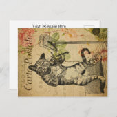 ヴィンテージキャットテーマ |カルテポストエール |猫とバイオリン ポストカード (正面/裏面)