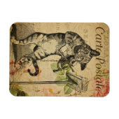 ヴィンテージキャットテーマ |カルテポストエール |猫とバイオリン マグネット (横)