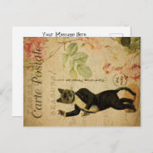 ヴィンテージキャットテーマ |カルテポストエール |猫の踊り ポストカード (正面/裏面)