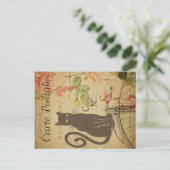 ヴィンテージキャットテーマ |カルテポストエール |黒猫 ポストカード (スタンド正面)