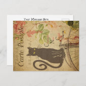 ヴィンテージキャットテーマ |カルテポストエール |黒猫 ポストカード (正面/裏面)