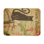 ヴィンテージキャットテーマ |カルテポストエール |黒猫 マグネット (横)