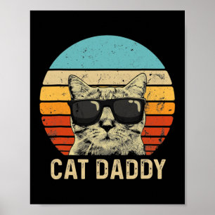 ヴィンテージキャットパパおもしろい猫好きキャットパパファーザー ポスター