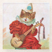 ヴィンテージキャットピエロス遊トマンドリン ガラスコースター (正面)