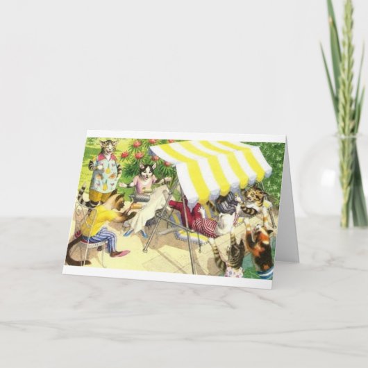 ヴィンテージキャットプールパーティーカオスノートカード カード (正面)
