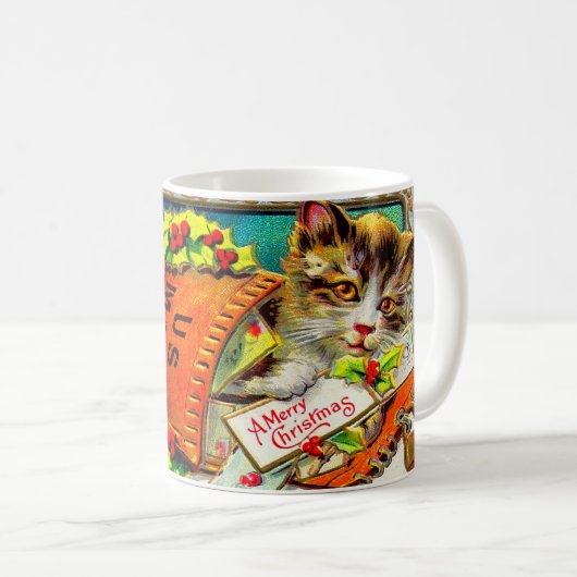 ヴィンテージキャットメリークリスマス コーヒーマグカップ (正面右)
