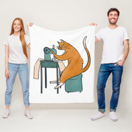 ヴィンテージキャット裁縫 フリースブランケット