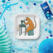 ヴィンテージキャット裁縫 ペーパープレート (パーティー)