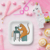 ヴィンテージキャット裁縫 ペーパープレート (パーティー)