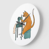 ヴィンテージキャット裁縫 ラージ壁時計 (傾斜)