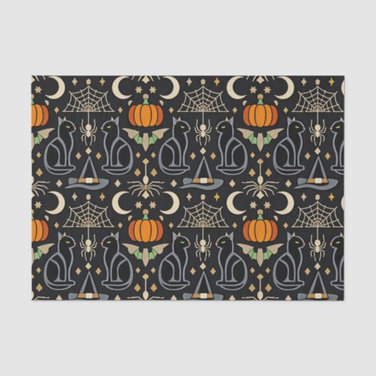 ヴィンテージキャット アールデコ ハロウィン 薄葉紙 (正面)