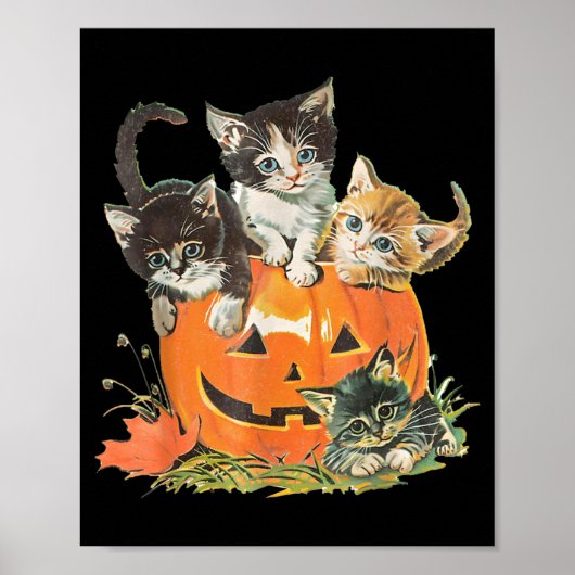 ヴィンテージキャットYハロウィーン黒子猫コスチューム ポスター (正面)
