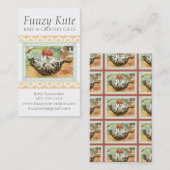 ヴィンテージキャッ遊トのwヤーン・編み物・クロチェット 名刺 (正面/裏面)