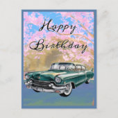 ヴィンテージキャデラックカーシンプルレトロ誕生日 ポストカード (正面)
