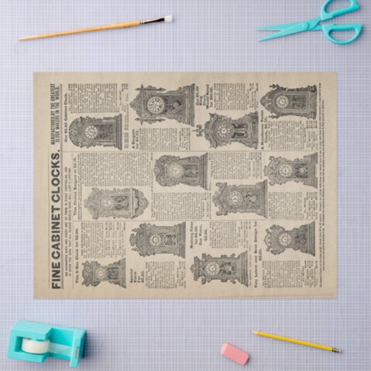 ヴィンテージキャビネットクロックカタログページデコページ 薄葉紙 (クラフト)
