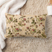 ヴィンテージキャベツバラと青い花 ランバークッション (ブランケット)