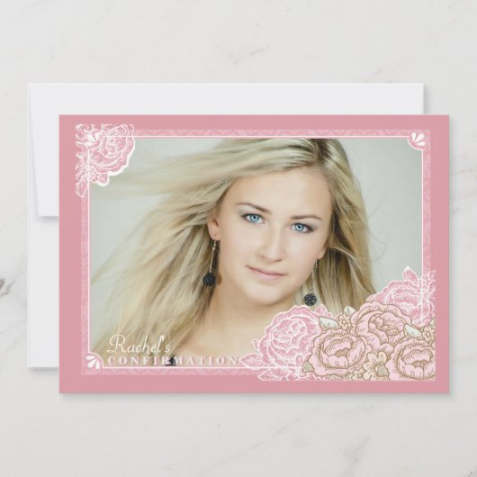 ヴィンテージキャベツバラ写真確認招待状 招待状 (正面)