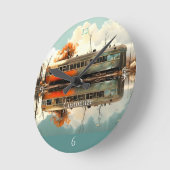 ヴィンテージキャラバントレーラーRV Thunder_Cove ラウンド壁時計 (傾斜)