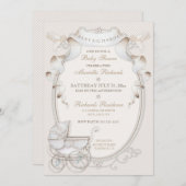 ヴィンテージキャリッジアイボリークレジンガムバード 招待状 (正面/裏面)