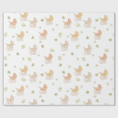 ヴィンテージキャリッジニュートラルウォーター色ベビーシャワー ラッピングペーパー (フラット)