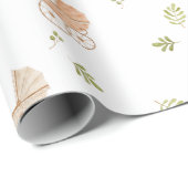 ヴィンテージキャリッジニュートラルウォーター色ベビーシャワー ラッピングペーパー (ロールコーナー)