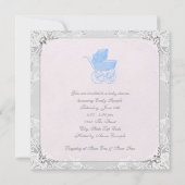 ヴィンテージキャリッジパム男女兼用ベビーシャワー 招待状 (裏面)