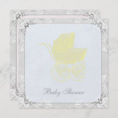 ヴィンテージキャリッジパム男女兼用ベビーシャワー 招待状 (正面/裏面)