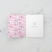 ヴィンテージキャリッジベビーシャワーかわいいピンクの女の子 サンキューカード (内部)