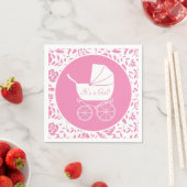 ヴィンテージキャリッジベビーシャワーかわいいピンクの女の子 スタンダードカクテルナプキン (インサイチュ)