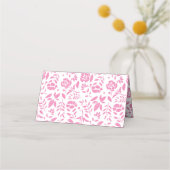 ヴィンテージキャリッジベビーシャワーかわいいピンクの女の子 プレイスカード (裏面)