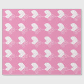 ヴィンテージキャリッジベビーシャワーかわいいピンクの女の子 ラッピングペーパー (フラット)