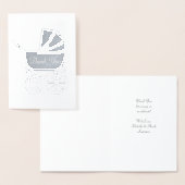 ヴィンテージキャリッジベビーシャワーかわいいピンクの女の子 箔カード (ディスプレー)