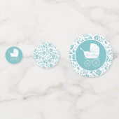 ヴィンテージキャリッジベビーシャワーかわいいブルーボーイ コンフェッティ (裏面)