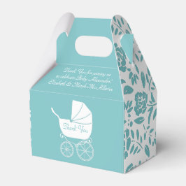 ヴィンテージキャリッジベビーシャワーかわいいブルーボーイ フェイバーボックス