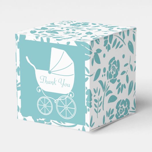 ヴィンテージキャリッジベビーシャワーかわいいブルーボーイ フェイバーボックス (正面サイド)