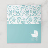 ヴィンテージキャリッジベビーシャワーかわいいブルーボーイ プレイスカード (外部開封)