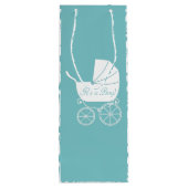 ヴィンテージキャリッジベビーシャワーかわいいブルーボーイ ワインギフトバッグ (裏面)