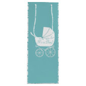 ヴィンテージキャリッジベビーシャワーかわいいブルーボーイ ワインギフトバッグ (正面)