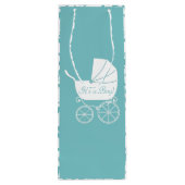 ヴィンテージキャリッジベビーシャワーかわいいブルーボーイ ワインギフトバッグ (裏面)