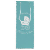 ヴィンテージキャリッジベビーシャワーかわいいブルーボーイ ワインギフトバッグ (正面)