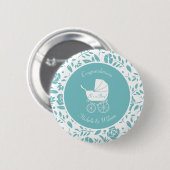 ヴィンテージキャリッジベビーシャワーかわいいブルーボーイ 缶バッジ (正面&裏面)