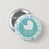 ヴィンテージキャリッジベビーシャワーかわいいブルーボーイ 缶バッジ (正面&裏面)