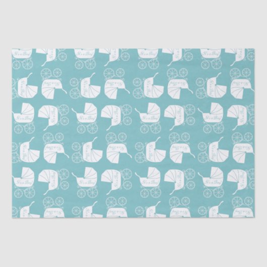 ヴィンテージキャリッジベビーシャワーかわいいブルーボーイ 薄葉紙 (正面)