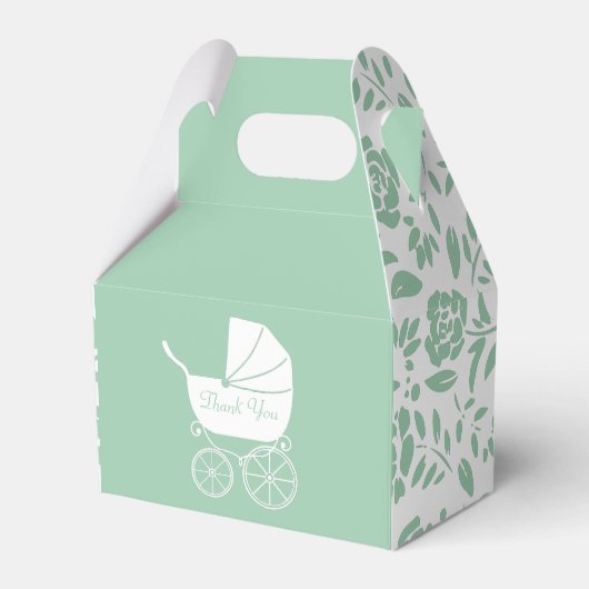 ヴィンテージキャリッジベビーシャワーグリーン男女兼用 フェイバーボックス (正面サイド)